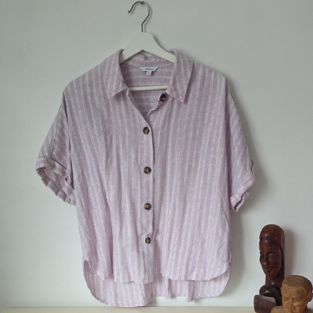 Reitmans Lavender Striped Button-Down Shirt